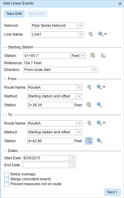 Using the Starting station and offset method