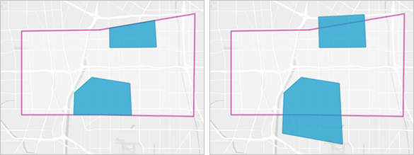 Results of returning only portions of the features (left) and returning only full features (right)